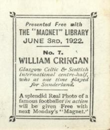 1922 The Magnet Library Football Real Photos of Famous Footballers #7 William Cringan Back