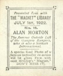 1922 The Magnet Library Football Real Photos of Famous Footballers #14 Alan Morton Back