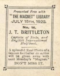 1922 The Magnet Library Football Real Photos of Famous Footballers #16 Thomas Brittleton Back