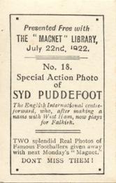 1922 The Magnet Library Football Real Photos of Famous Footballers #18 Syd Puddefoot Back