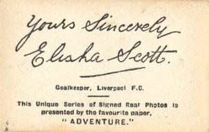 1922 D.C. Thomson Signed Real Photos of Famous Footballers #NNO Elisha Scott Back