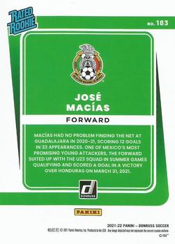 2021-22 Donruss #183 José Macías Back