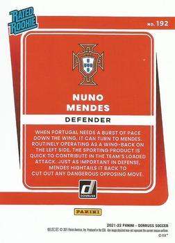 2021-22 Donruss #192 Nuno Mendes Back