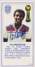 1980 Birds Eye England's World Cup Team #NNO Viv Anderson Front