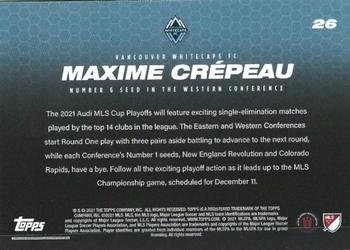 2021 Topps On-Demand MLS Set #11: MLS Playoffs - Gold #26 Maxime Crépeau Back