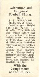 1925 D.C. Thomson Adventure and Vanguard Football Photos #9 Joey Williams Back