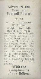 1925 D.C. Thomson Adventure and Vanguard Football Photos #33 Billy Williams Back