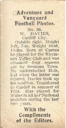 1925 D.C. Thomson Adventure and Vanguard Football Photos #36 Willie Davies Back