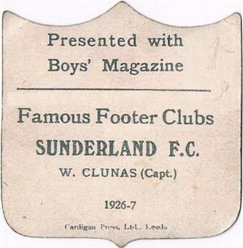 1926-27 Boys' Magazine Famous Footer Clubs #NNO Willie Clunas Back