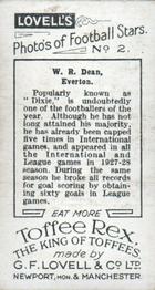 1928 G.F. Lovell & Co. Photo’s of Football Stars #2 Dixie Dean Back