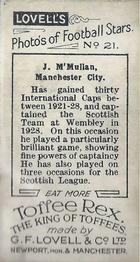 1928 G.F. Lovell & Co. Photo’s of Football Stars #21 Jimmy McMullan Back