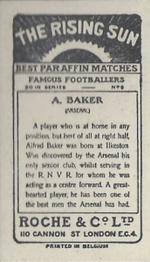 1927 Roche & Co. Ltd The Rising Sun Famous Footballers #8 Alfred Baker Back