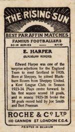 1927 Roche & Co. Ltd The Rising Sun Famous Footballers #10 Ted Harper Back