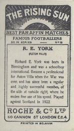 1927 Roche & Co. Ltd The Rising Sun Famous Footballers #13 Richard York Back