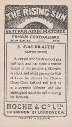 1927 Roche & Co. Ltd The Rising Sun Famous Footballers #15 Jack Galbraith Back