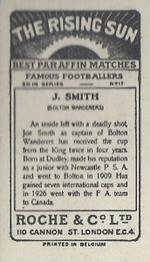 1927 Roche & Co. Ltd The Rising Sun Famous Footballers #17 Joe Smith Back