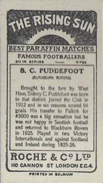 1927 Roche & Co. Ltd The Rising Sun Famous Footballers #24 Syd Puddefoot Back