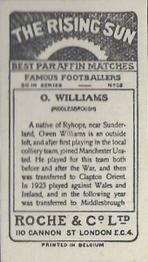 1927 Roche & Co. Ltd The Rising Sun Famous Footballers #35 Owen Williams Back