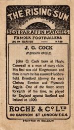 1927 Roche & Co. Ltd The Rising Sun Famous Footballers #36 Jack Cock Back