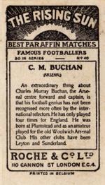 1927 Roche & Co. Ltd The Rising Sun Famous Footballers #40 Charles Buchan Back