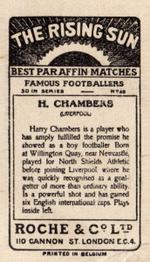 1927 Roche & Co. Ltd The Rising Sun Famous Footballers #49 Harry Chambers Back