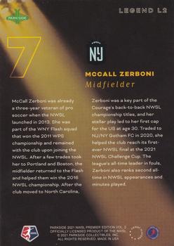 2021 Parkside NWSL Premier Edition - Legends Foil #L2 McCall Zerboni Back