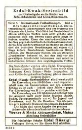 1927 Werner & Mertz Erdal Kwak Serienbild Series 5 Internationale Fußballkämpfe (International Football Matches) #4 Deutschland - Holland Back