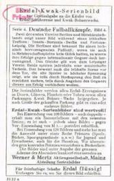 1927 Werner & Mertz Erdal Kwak Serienbild Series 4 Deutsche Fußballkämpfe (German Soccer Fights) #4 Tennis Borussia Berlin - Fortuna Leipzig Back