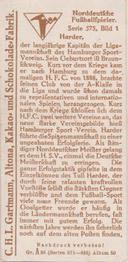 1924 Gartmann Chocolate (Series 575) North German Football Players #1 Otto Harder Back