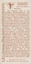 1924 Gartmann Chocolate (Series 575) North German Football Players #2 Hans Wentorf Back