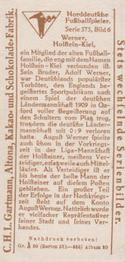 1924 Gartmann Chocolate (Series 575) North German Football Players #6 August Werner Back
