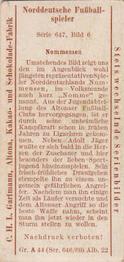 1926 Gartmann Chocolate (Series 647) North German Football Players #6 Karl Nommensen Back