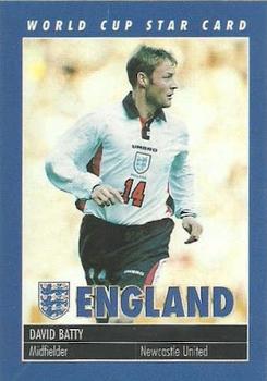 1998 Carlton Books England World Cup Star Card #NNO David Batty Front