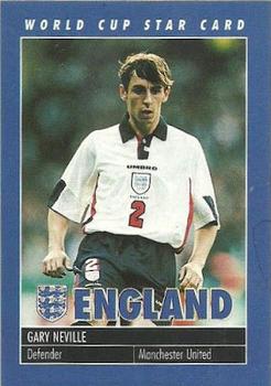 1998 Carlton Books England World Cup Star Card #NNO Gary Neville Front