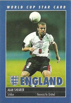 1998 Carlton Books England World Cup Star Card #NNO Alan Shearer Front