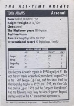 1998-99 Carlton Books Arsenal The All-Time Greats #NNO Tony Adams Back