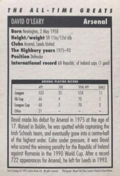 1998-99 Carlton Books Arsenal The All-Time Greats #NNO David O'Leary Back