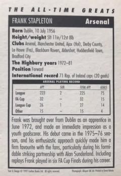 1998-99 Carlton Books Arsenal The All-Time Greats #NNO Frank Stapleton Back