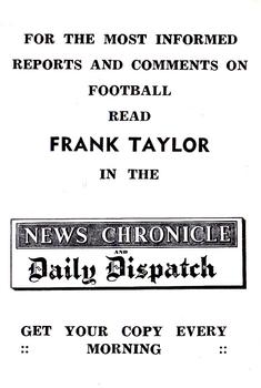 1955 News Chronicle Newcastle United #NNO Bill Paterson Back