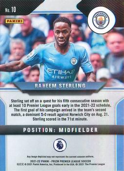 2021-22 Panini Prizm Premier League #10 Raheem Sterling Back