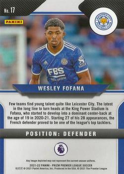 2021-22 Panini Prizm Premier League #17 Wesley Fofana Back