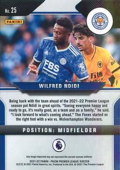 2021-22 Panini Prizm Premier League #25 Wilfred Ndidi Back