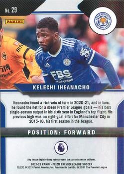 2021-22 Panini Prizm Premier League #29 Kelechi Iheanacho Back