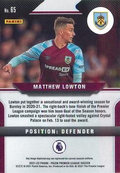 2021-22 Panini Prizm Premier League #65 Matthew Lowton Back