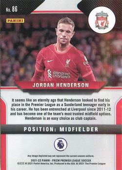 2021-22 Panini Prizm Premier League #86 Jordan Henderson Back