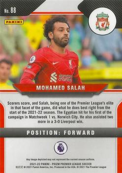 2021-22 Panini Prizm Premier League #88 Mohamed Salah Back