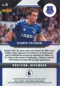 2021-22 Panini Prizm Premier League #94 Seamus Coleman Back