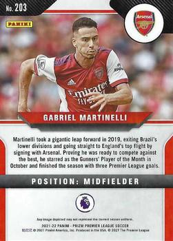 2021-22 Panini Prizm Premier League #203 Gabriel Martinelli Back