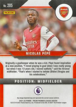 2021-22 Panini Prizm Premier League #205 Nicolas Pepe Back