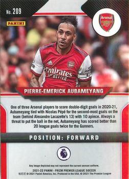 2021-22 Panini Prizm Premier League #209 Pierre-Emerick Aubameyang Back